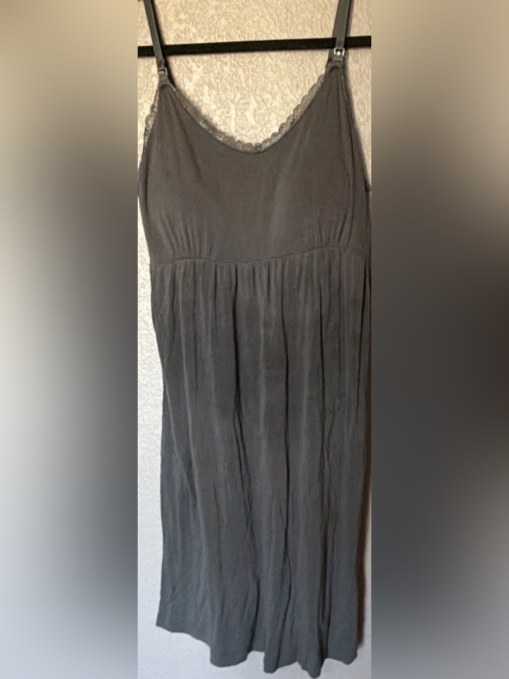 Motherhood Black Lace-Trim Maxi Slip